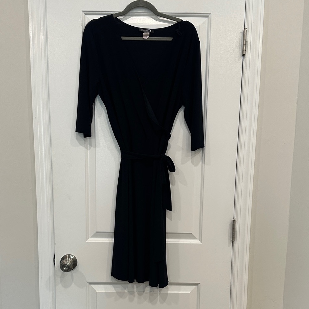 Star Vixen Black V-Neck Wrap Top with Tie